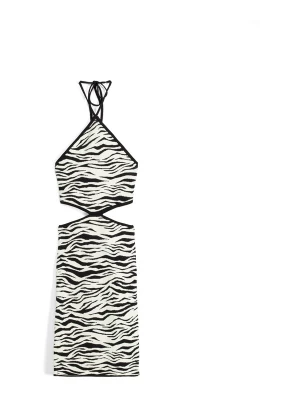 Obrázek produktu Bershka Úpletové šaty černá / bílá