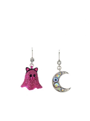 Obrázek produktu Betsey Johnson Náušnice 'Halloween Katze & Mond' magenta / stříbrná