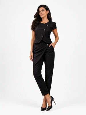 Obrázek produktu BIBI SAKALIEVA Kalhoty 'Black Asymmetrical Wrap-Front Trousers' černá