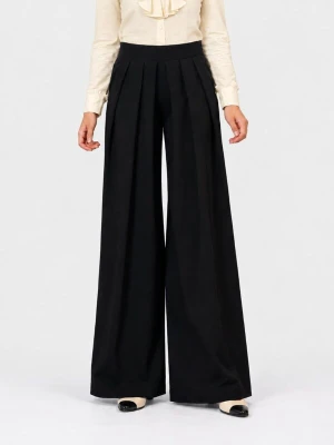 Obrázek produktu BIBI SAKALIEVA Kalhoty se sklady v pase 'High-Waist Wide-Leg Pleated Trousers' černá