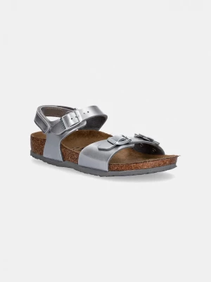 Obrázek produktu Birkenstock sandály dětské kožené Rio AS Kids Flowers stříbrná