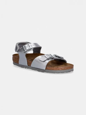 Obrázek produktu Birkenstock sandály dětské kožené Rio AS Kids Flowers stříbrná