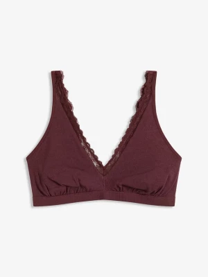 Obrázek produktu Biustonosz bralette z prążkowanej bawełny organicznej z koronką BonPrix czerwony