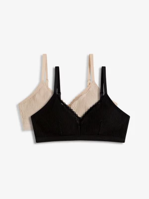 Obrázek produktu Biustonosz bralette z wyściełanymi miseczkami bez fiszbinów, z bawełny organicznej (2 szt.) BonPrix czarny