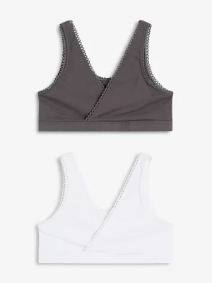 Obrázek produktu Biustonosz bustier dwustronny z miękką bawełną organiczną (2 szt.) BonPrix biały