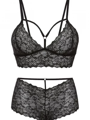 Obrázek produktu "Biustonosz bustier + figi panty ""ouvert"" (2 części)" BonPrix czarny