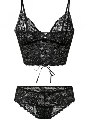 Obrázek produktu Biustonosz bustier + stringi ouvert (komplet 2-cz.) BonPrix czarny