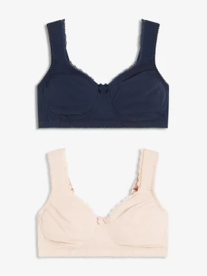 Obrázek produktu Biustonosz minimizer typu T-shirt bez fiszbinów z bawełną organiczną (2 szt.) BonPrix niebieski