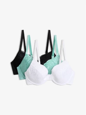 Obrázek produktu Biustonosz push up z delikatną koronką (3 szt.) BonPrix zielony