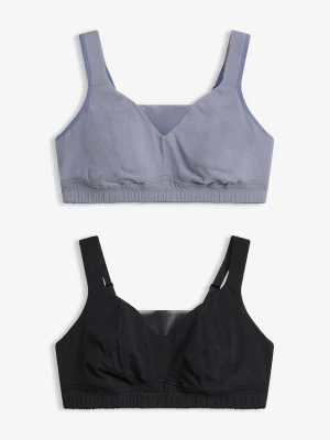 Obrázek produktu Biustonosz typu T-shirt bez fiszbinów z bawełną (2 szt.) BonPrix niebieski