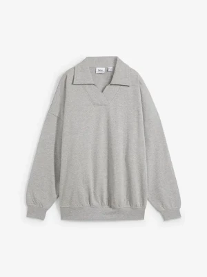 Obrázek produktu Bluza oversize z dekoltem w serek i kołnierzykiem polo BonPrix szary
