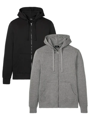 Obrázek produktu Bluza rozpinana z kapturem (2 szt.) BonPrix szary