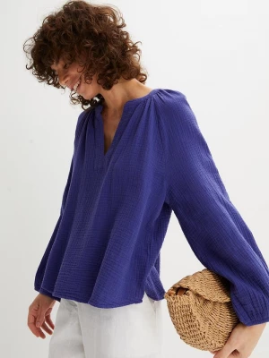 Obrázek produktu Bluzka oversize z przewiewnego muślinu z czystej bawełny BonPrix fioletowy