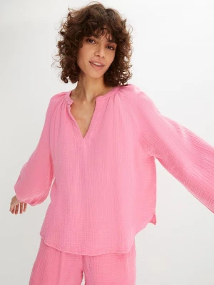 Obrázek produktu Bluzka oversize z przewiewnego muślinu z czystej bawełny BonPrix różowy