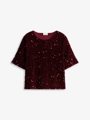 Obrázek produktu Bluzka z cekinami z miękkiego aksamitu BonPrix czerwony