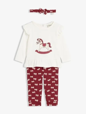 Obrázek produktu Bluzka z długim rękawem, legginsy i opaska na czoło z czystej bawełny organicznej (komplet 3-cz.) BonPrix czerwony