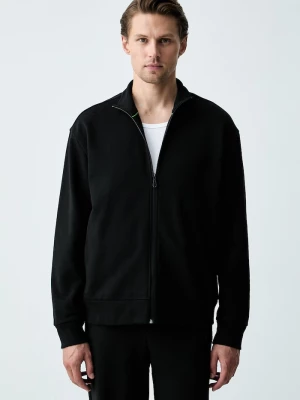 Obrázek produktu BOSS Green rozepínací mikina pánská s bavlnou SW_Collar Full Zip černá