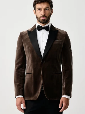 Obrázek produktu BOSS jednořadé sako pánské velurové H-Hutson-Tux-Pk-264 zelená