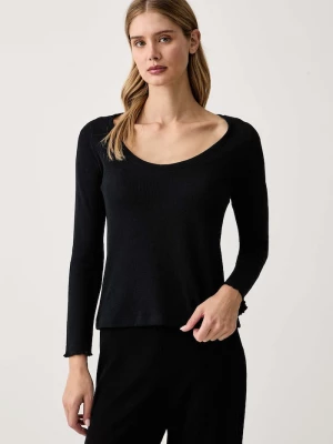 Obrázek produktu BOSS pyžamové tričko s dlouhým rukávem dámské s modalem Cosy Waffle_LS-Shirt černá