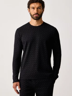 Obrázek produktu BOSS pyžamové tričko s dlouhým rukávem pánské s bavlnou WaffleAOP LS-Shirt černá