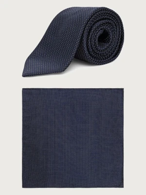 Obrázek produktu BOSS sada kravaty a kapesníku pánská s hedvábím H-SET TIE-PKT SQ námořnická modř