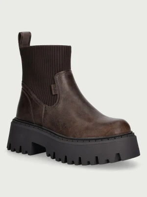 Obrázek produktu Buffalo kotníkové boty na platformě dámské Aspen Chelsea Knit hnědá