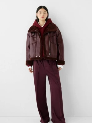 Obrázek produktu Bunda z umělé kůže Bershka tmavě červená