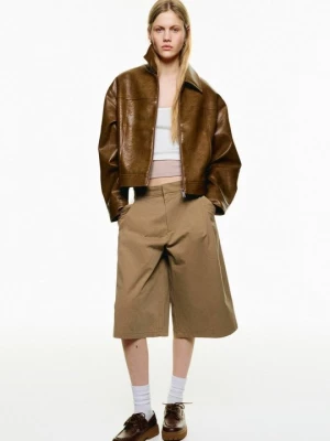 Obrázek produktu Bunda z umělé kůže Bershka tmavě hnědá