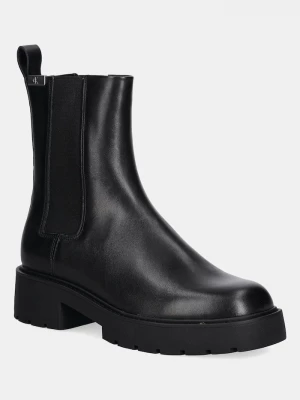 Obrázek produktu Calvin Klein Jeans Kožené kotníkové boty Calvin Klein Jeans COMBAT MID CHELSEA BOOT HW LTH černá