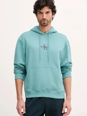 Obrázek produktu Calvin Klein Jeans mikina kapucí pánská bavlněná tyrkysová