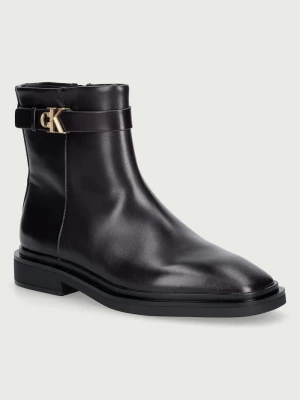 Obrázek produktu Calvin Klein kotníkové boty dámské kožené SQUARE ANKLE BOOT LTH MG HDW černá
