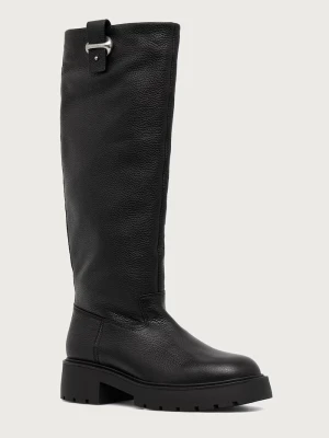 Obrázek produktu Calvin Klein kozačky nad kolena na platformě dámské kožené CHUNKY HIGH BOOT LTH HDW černá
