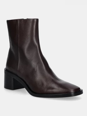 Obrázek produktu Calvin Klein Kožené kotníkové boty Calvin Klein BLOCK HEEL ZIP BOOT LTH hnědá