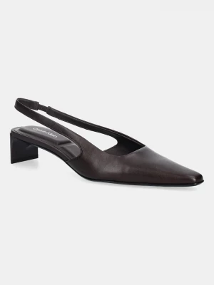 Obrázek produktu Calvin Klein Kožené lodičky SET BACK HEEL PUMP SLINGBACK LTH hnědá