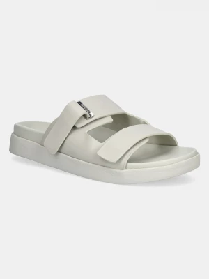 Obrázek produktu Calvin Klein Kožené pantofle FLAT ADJ SLIDE EYELET béžová