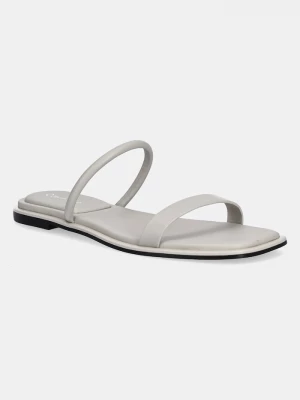 Obrázek produktu Calvin Klein Kožené pantofle FLAT SANDAL SQUARED 2-BAR LTH