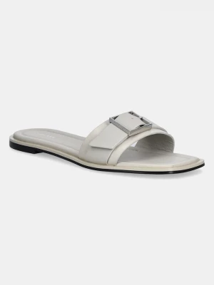 Obrázek produktu Calvin Klein Kožené pantofle FLAT SLIDE W / BUCKLE - LTH béžová