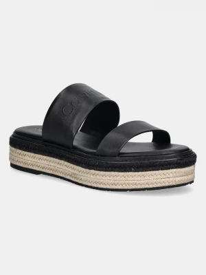 Obrázek produktu Calvin Klein Kožené pantofle Calvin Klein FLATFORM WEDGE SLIDE - HE černá