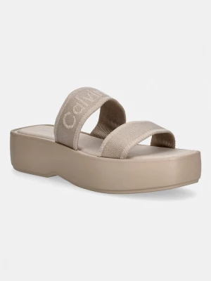 Obrázek produktu Calvin Klein pantofle dámské FLATFORM SNDL WEBBING béžová