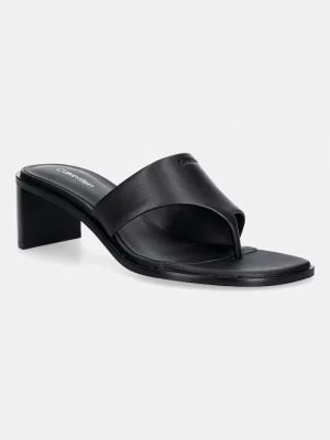 Obrázek produktu Calvin Klein žabky dámské kožené BLOCK HEEL SNDL THONG LTH černá