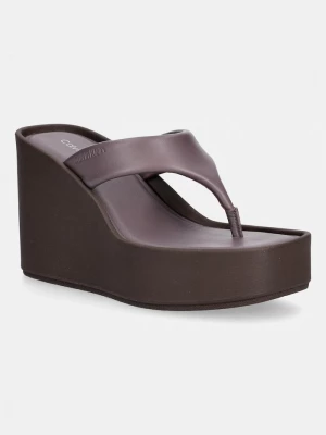 Obrázek produktu Calvin Klein žabky dámské kožené WEDGE 70 SNDL THONG LTH hnědá
