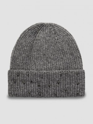 Obrázek produktu Čepice beanie z vlněné směsi, s kamínky s.Oliver šedá