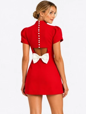 Obrázek produktu Cielie Šaty 'Bow Detail Mini Dress' červená / jasně červená / bílá