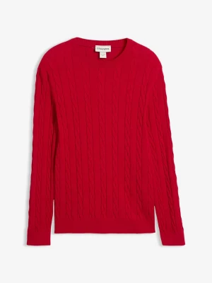 Obrázek produktu Cienki sweter ze wzorem w warkocze, slim fit BonPrix czerwony