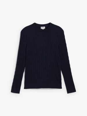 Obrázek produktu Cienki sweter ze wzorem w warkocze, slim fit BonPrix niebieski