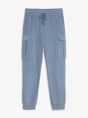 Obrázek produktu Ciepłe spodnie cargo z polarowego materiału, regular fit BonPrix niebieski