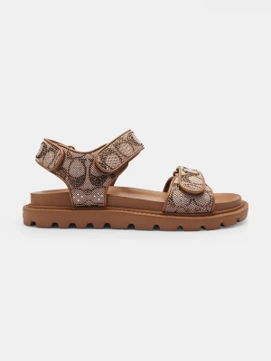 Obrázek produktu Coach sandály na plochém podpatku dámské kožené Brynn Crystal Signature Sandal hnědá