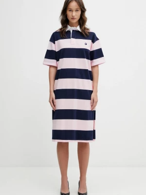 Obrázek produktu coperni Bavlněné šaty Coperni Striped Polo růžová