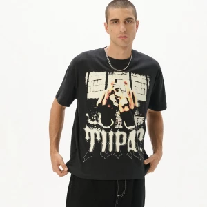 Obrázek produktu Cropp - Černé tričko s potiskem Tupac - černý