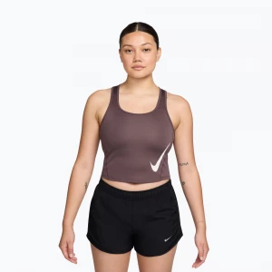 Obrázek produktu Dámské běžecké tričko Nike Swoosh Run Dri-Fit tattoo / black / white Hnědá